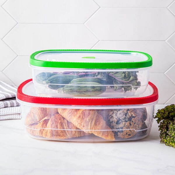 KSP Fresh Seal Rectangle Storage Container Set of 2 (Green Red) KSP Fresh Seal Rectangle Storage Container Set of 2 (Green Red)