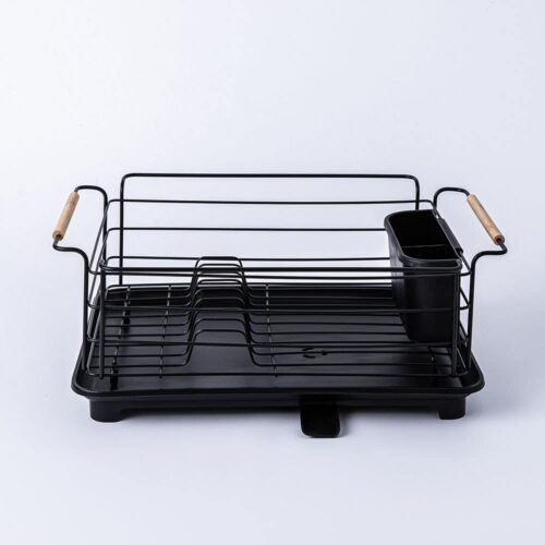 KSP Nova Dish Rack with Bamboo Handles (Black/Natural)