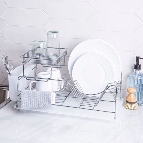 KSP Scoop 2-Tier Dish Rack - White