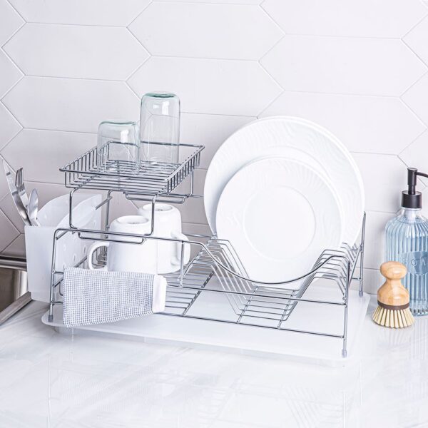 KSP Scoop 2-Tier Dish Rack - White KSP Scoop 2-Tier Dish Rack - White