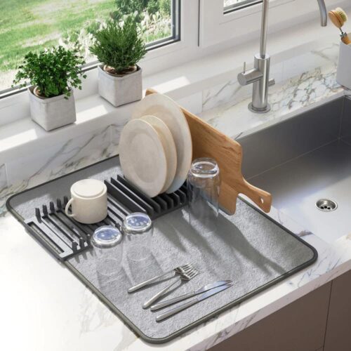Umbra Udry Microfibre Drying Mat with Rack - Charcoal (24x18")