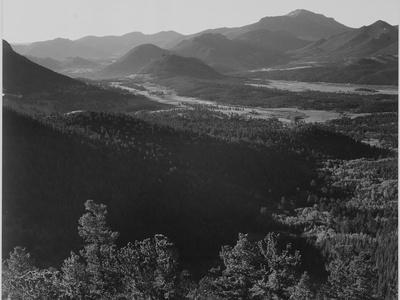 Valley Surrounded By Mountains "In Rocky Mountain National Park "Colorado. 1933-1942 - Wall Art Print, 16x12