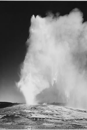 Various Angles During Eruption. "Old Faithful Geyser Yellowstone National Park" Wyoming 1933-1942 - Wall Art Print, 12x18
