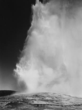 Various Angles During Eruption. "Old Faithful Geyser Yellowstone National Park" Wyoming 1933-1942 - Wall Art Print, 12x16