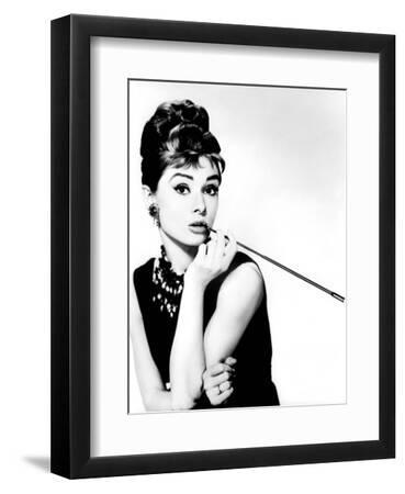 Audrey Hepburn. "Breakfast at Tiffany's" [1961], Directed by Blake Edwards. - Black Framed Art Print Wall Art, 9x12