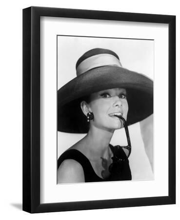 Audrey Hepburn. "Breakfast at Tiffany's" [1961], Directed by Blake Edwards. - Black Framed Art Print Wall Art, 9x12