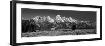 Barn on Plain before Mountains, Grand Teton National Park, Wyoming, USA - Black Framed Art Print Wall Art, 24x8