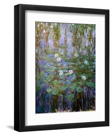 Blue Water Lilies (Detail), 1916-1919 (Oil on Canvas) - Black Framed Art Print Wall Art, 9x12