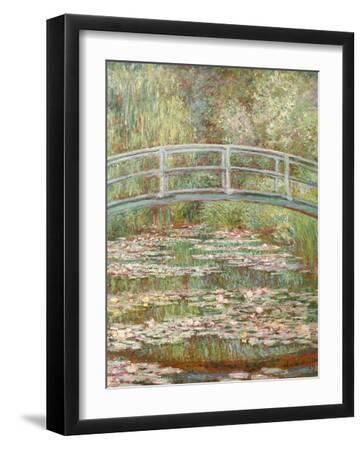 Bridge over a Pond of Water Lilies - Black Framed Art Print Wall Art, 12x16