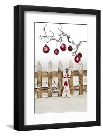 Christmas Decoration and Decoration Fence - Black Framed Art Print Wall Art, 8x12