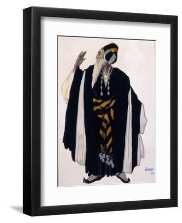 Costume Design for a Jewish Elder for the Drama 'Judith', 1922 (Pencil, W/C and Gouache on Paper) - Black Framed Art Print Wall Art, 9x12
