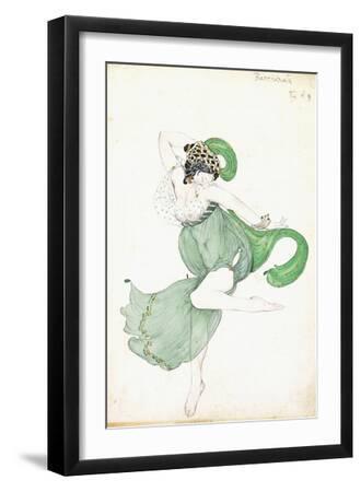 Costume Design for 'Bacchanale', Soloist Ballerina - Black Framed Art Print Wall Art, 12x18