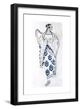 Costume Design for Ida Rubinstein as Helen in the Ballet Helen of Sparta, 1912 - Black Framed Art Print Wall Art, 12x18