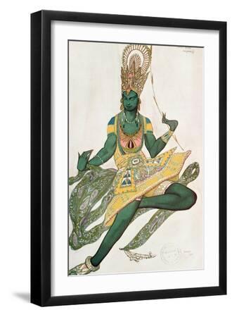 Costume Design for Nijinsky (1889-1950) for His Role as the 'Blue God', 1911 (W/C on Paper) - Black Framed Art Print Wall Art, 12x18