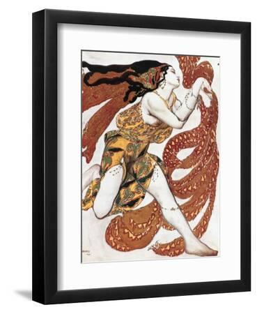 Costume sketch for a Bacchante, from the ballet " Narcissus", mythological poem ,1911. - Black Framed Art Print Wall Art, 9x12