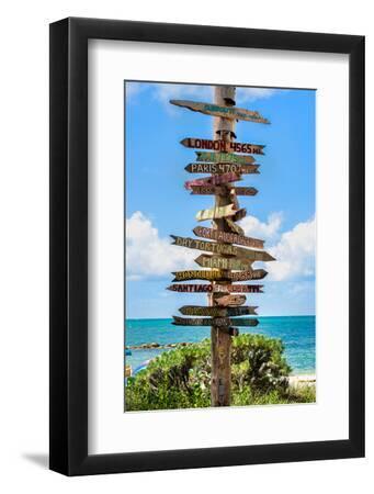 Destination Signs - Key West - Florida - Black Framed Art Print Wall Art, 8x12