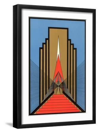 Geometric Art Deco - Black Framed Art Print Wall Art, 12x18