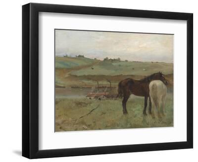 Horses in a Meadow, 1871 - Black Framed Art Print Wall Art, 12x9