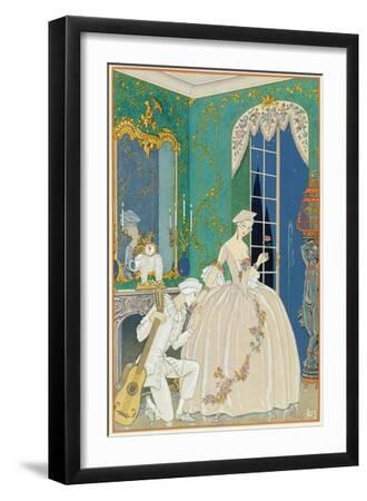 Illustration for 'Fetes Galantes' by Paul Verlaine (1844-96) 1923 (Pochoir Print) - Black Framed Art Print Wall Art, 12x18