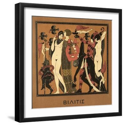 Illustration from Les Chansons De Bilitis, by Pierre Louys, Pub. 1922 (Pochoir Print) - Black Framed Art Print Wall Art, 16x16
