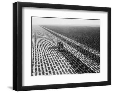John Deere Model "G" Tractor in Field - Black Framed Art Print Wall Art, 12x9