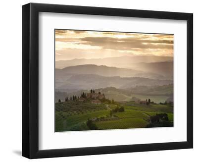 Landscape, San Gimignano, Tuscany, Italy - Black Framed Art Print Wall Art, 12x9
