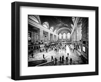 Lifestyle Instant, Grand Central Terminal, Black and White Photography Vintage, Manhattan, NYC, US - Black Framed Art Print Wall Art, 12x9