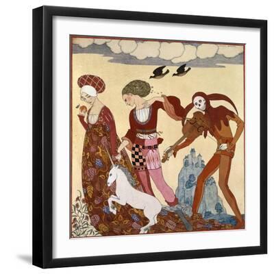 Medieval Scene - Black Framed Art Print Wall Art, 16x16