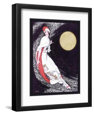 Moon Fairy Canvas 2a - Black Framed Art Print Wall Art, 9x12