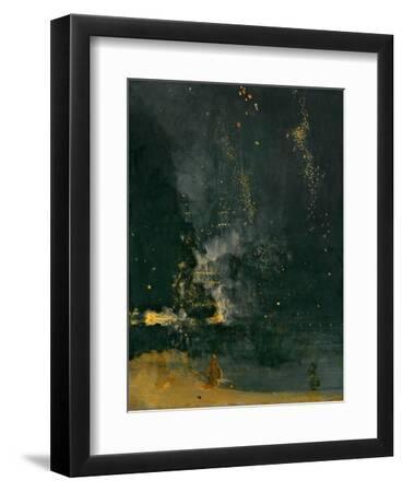 Nocturne in Black and Gold, the falling Rocket, 1875 (Oil on Panel) - Black Framed Art Print Wall Art, 9x12