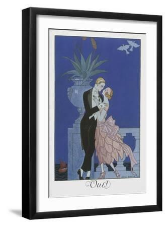 Oui - Black Framed Art Print Wall Art, 12x18