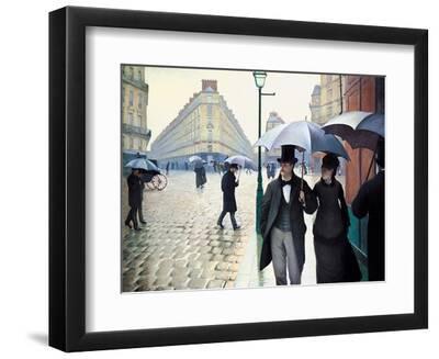 'Paris Street; Rainy Day', 1877 - Black Framed Art Print Wall Art, 12x9