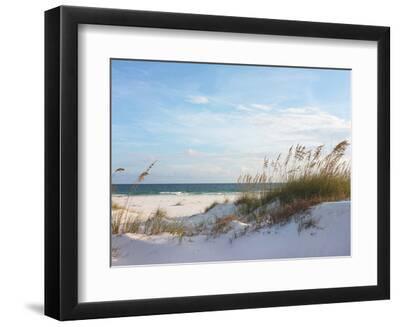 Sand Dunes and Ocean at Sunset, Pensacola, Florida. - Black Framed Art Print Wall Art, 12x9