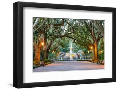 Savannah, Georgia, USA at Forsyth Park Fountain. - Black Framed Art Print Wall Art, 12x8