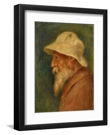 Self-Portrait with White Hat Par Renoir, Pierre Auguste (1841-1919), 1910 - Oil on Canvas - Private - Black Framed Art Print Wall Art, 9x12