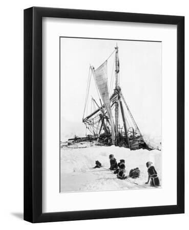 Ship Endurance Sinking in Pack Ice - Black Framed Art Print Wall Art, 9x12