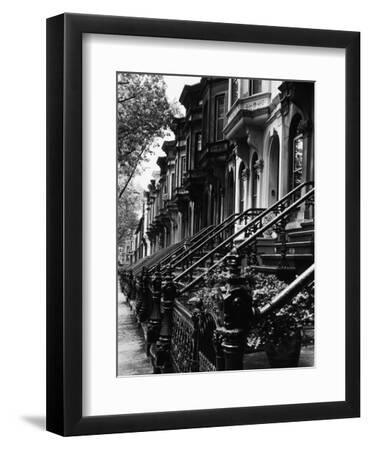 Stoops on 19th Century Brooklyn Row Houses - Black Framed Art Print Wall Art, 9x12