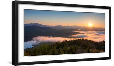 Sunrise over the Adirondack High Peaks from Goodnow Mountain, Adirondack Park, New York State, USA - Black Framed Art Print Wall Art, 24x12