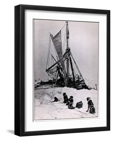 The Agony of "The Endurance," from "Expedition to the South Pole" by Ernest Shackleton 1914-1917 - Black Framed Art Print Wall Art, 12x16