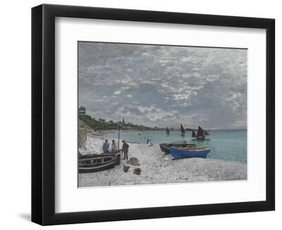 The Beach at Sainte-Adresse, 1867 - Black Framed Art Print Wall Art, 12x9