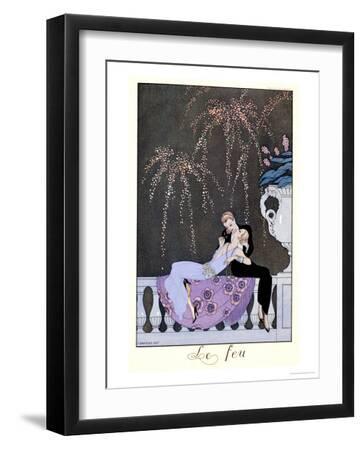 The Fire, Illustration for "Fetes Galantes" by Paul Verlaine 1924 - Black Framed Art Print Wall Art, 12x16