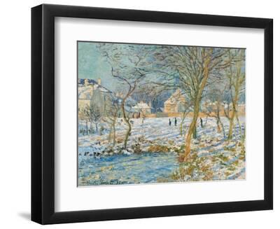 The Pond in the Snow, 1874-75 (Oil on Canvas) - Black Framed Art Print Wall Art, 12x9