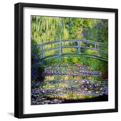 The Waterlily Pond with the Japanese Bridge, 1899 - Black Framed Art Print Wall Art, 16x16