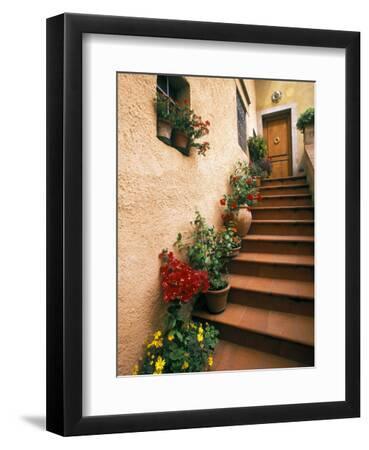 Tuscan Staircase, Italy - Black Framed Art Print Wall Art, 9x12