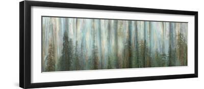 USA, Alaska, Misty Fiords National Monument. Panoramic collage of paint-splattered curtain. - Black Framed Art Print Wall Art, 24x8