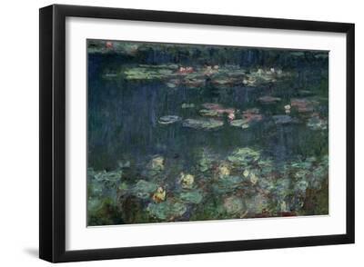 Waterlilies: Green Reflections, 1914-18 (Right Section) - Black Framed Art Print Wall Art, 18x12