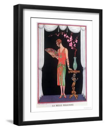 Worth Evening Dress, Fashion Plate from Gazette Du Bon Ton, 1925 - Black Framed Art Print Wall Art, 12x16