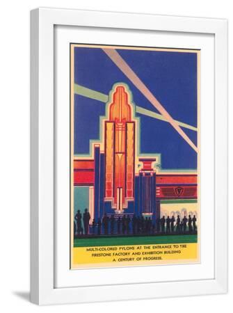 Art Deco Entrance, Chicago World's Fair - White Framed Art Print Wall Art, 12x18