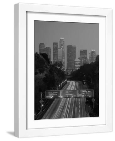 California, Los Angeles, Route 110, USA - White Framed Art Print Wall Art, 12x16 California, Los Angeles, Route 110, USA - White Framed Art Print Wall Art, 12x16