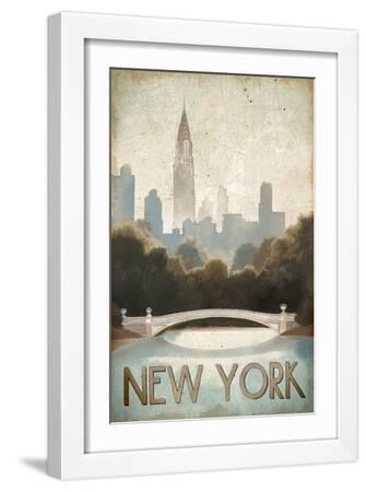 City Skyline New York Vintage V2 - White Framed Art Print Wall Art, 12x18 City Skyline New York Vintage V2 - White Framed Art Print Wall Art, 12x18